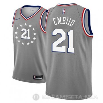 Camiseta Joel Embiid #21 Philadelphia 76ers Ciudad 2018-19 Gris