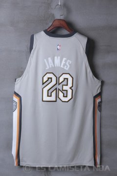 Camiseta Lebron James #23 Cleveland Cavaliers Ciudad Gris