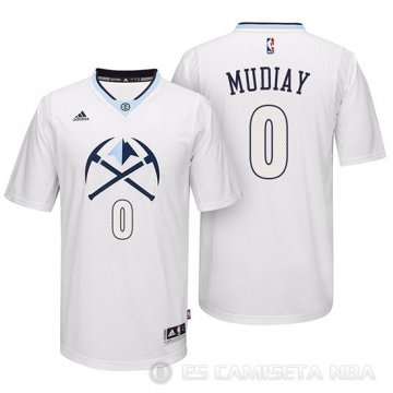 Camiseta Mudiay #0 Denver Nuggets Manga Cort Blanco
