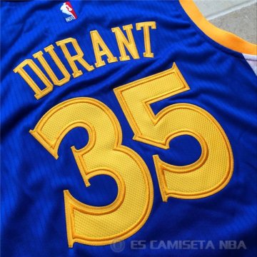 Camiseta Warriors Durant #35 Real Player Bordado Edicion Azul