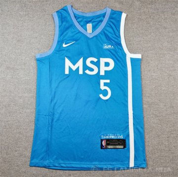 Camiseta Anthony Edwards #5 Minnesota Timberwolves Ciudad 2024 Azul