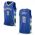 Camiseta Brook Lopez #11 Milwaukee Bucks Ciudad 2022-23 Azul