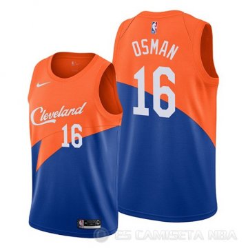 Camiseta Cedi Osman #16 Cleveland Cavaliers Ciudad Edition Azul