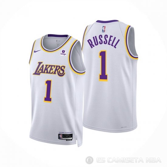 Camiseta D'Angelo Russell #1 Los Angeles Lakers Association 2022-23 Blanco - Haga un click en la imagen para cerrar