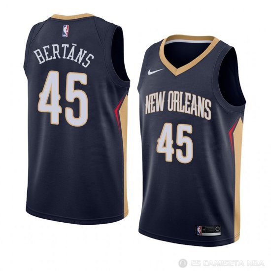 Camiseta Dairis Bertans #45 New Orleans Pelicans Icon 2018 Azul - Haga un click en la imagen para cerrar