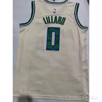 Camiseta Damian Lillard #0 Milwaukee Bucks Ciudad 2019-20 Crema