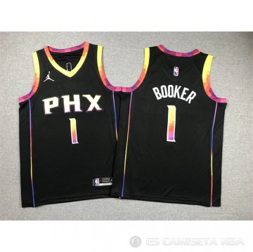 Camiseta Devin Booker #1 Phoenix Suns Nino Statement 2022-23 Negro