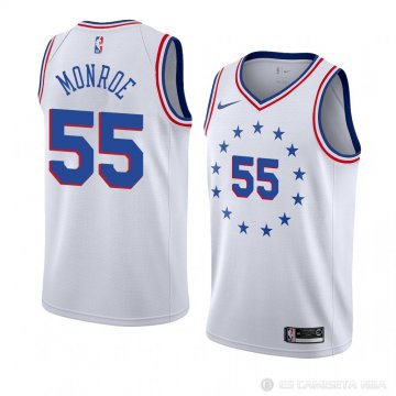 Camiseta Greg Monroe #55 Philadelphia 76ers Earned 2018-19 Blanco
