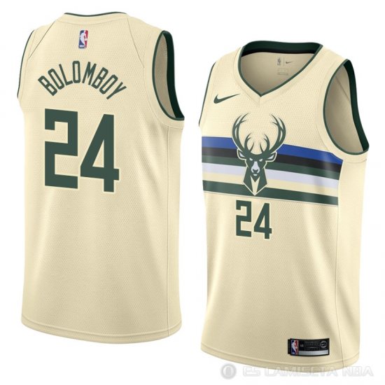 Camiseta Joel Bolomboy #24 Milwaukee Bucks Ciudad 2018 Crema - Haga un click en la imagen para cerrar