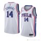 Camiseta Jonathon Simmons #14 Philadelphia 76ers Association 2018 Blanco