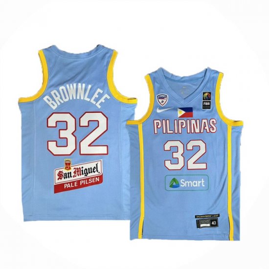Camiseta Justin Brownlee #32 Filipino Juegos Olimpicos 2024 Azul - Haga un click en la imagen para cerrar