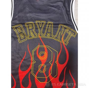 Camiseta Kobe Bryant NO 8 Los Angeles Lakers Flames Negro