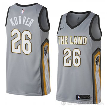 Camiseta Kyle Korver #26 Cleveland Cavaliers Ciudad 2018 Gris