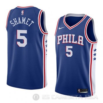 Camiseta Landry Shamet #5 Philadelphia 76ers Icon 2018 Azul