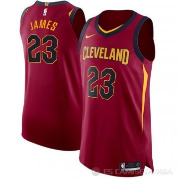 Camiseta LeBron James #23 Cleveland Cavaliers Icon Autentico Rojo