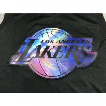 Camiseta LeBron James NO 23 Los Angeles Lakers Iridescent Logo Negro