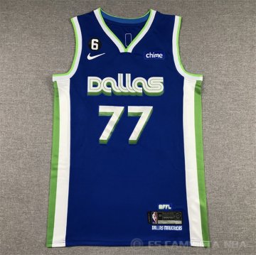 Camiseta Luka Doncic #77 Dallas Mavericks Ciudad 2022-23 Azul