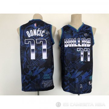 Camiseta Luka Doncic NO 77 Dallas Mavericks MVP Azul