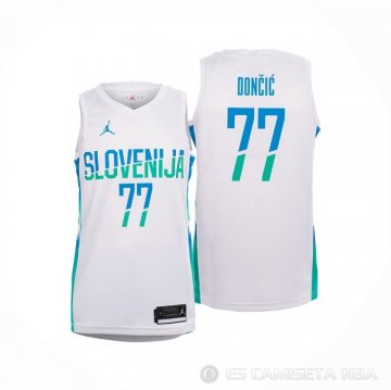 Camiseta Luka Doncic #77 Slovenia Primera Blanco