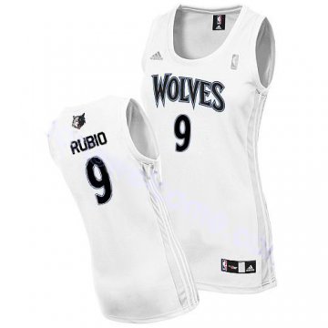 Camiseta Rubio #9 Minnesota Timberwolves Mujer Blanco