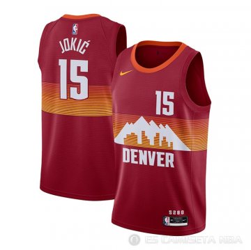 Camiseta Nikola Jokic NO 15 Denver Nuggets Ciudad 2020-21 Rojo