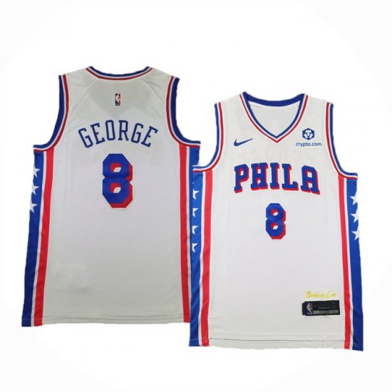 Camiseta Paul George #8 Philadelphia 76ers Association 2024-25 Blanco - Haga un click en la imagen para cerrar