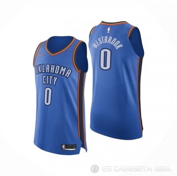 Camiseta Russell Westbrook #0 Oklahoma City Thunder Icon Autentico Azul