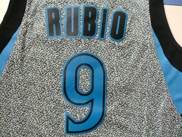 Camiseta Ricky Rubio #9 Timberwolves 2013 Moda Estatica Gris