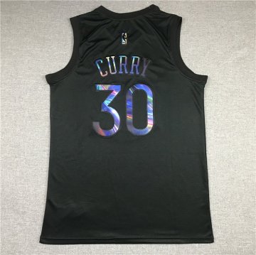 Camiseta Stephen Curry NO 30 Golden State Warriors Iridescent Logo Negro