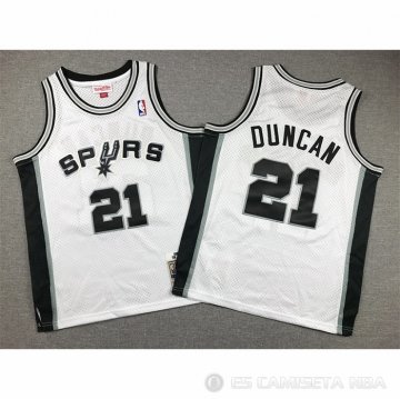 Camiseta Tim Duncan #21 San Antonio Spurs Nino Mitchell & Ness 1998-99 Blanco