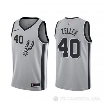 Camiseta Tyler Zeller #40 San Antonio Spurs Statement Gris