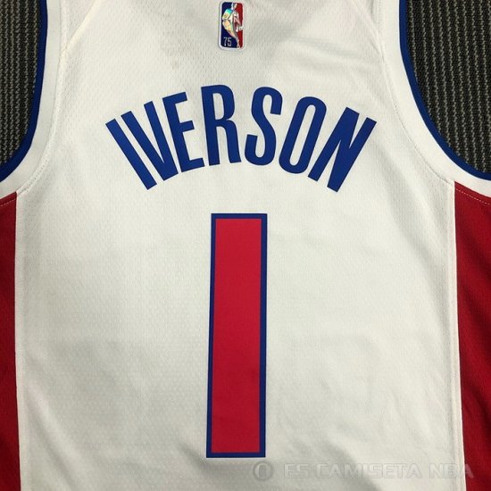 Camiseta Allen Iverson NO 1 Detroit Pistons Association Blanco - Haga un click en la imagen para cerrar