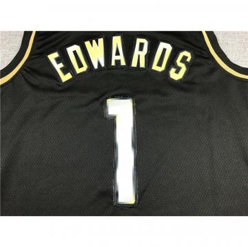 Camiseta Anthony Edwards NO 1 Golden Edition Minnesota Timberwolves 2020-21 Negro