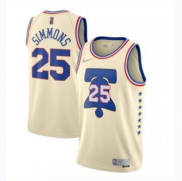 Camiseta Ben Simmons NO 25 Philadelphia 76ers Earned 2020-21 Crema