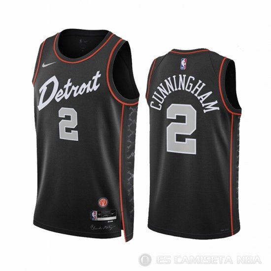 Camiseta Cade Cunningham #2 Detroit Pistons Ciudad 2023-24 Negro - Haga un click en la imagen para cerrar