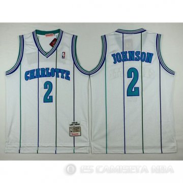Camiseta Retro Johnson #2 Charlotte Hornets Blanco