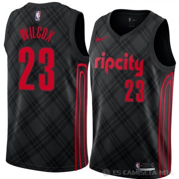Camiseta Cj Wilcox #23 Portland Trail Blazers Ciudad 2018 Negro