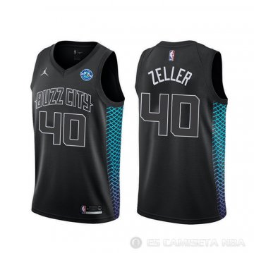 Camiseta Cody Zeller #40 Charlotte Hornets Ciudad Negro