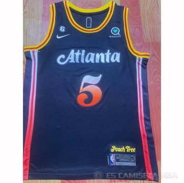 Camiseta Dejounte Murray #5 Atlanta Hawks Ciudad 2022-23 Negro