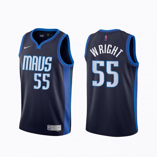 Camiseta Delon Wright NO 55 Dallas Mavericks Earned 2020-21 Azul - Haga un click en la imagen para cerrar