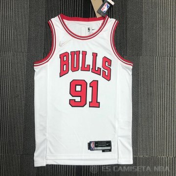 Camiseta Dennis Rodman NO 91 Chicago Bulls Association 2021 Blanco