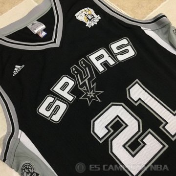 Camiseta Duncan #21 San Antonio Spurs Autentico Negro