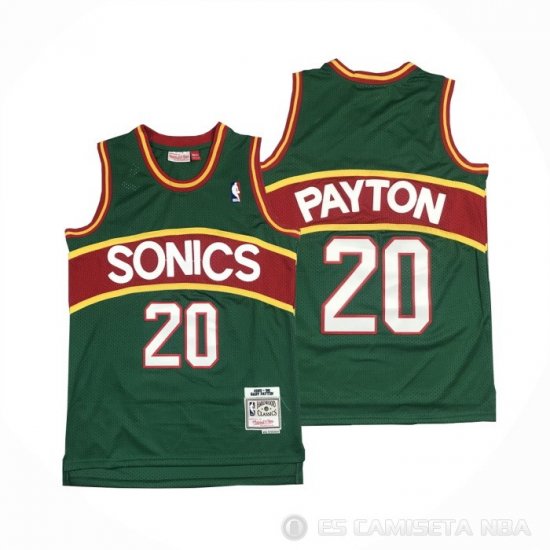 Camiseta Gary Payton NO 20 Seattle SuperSonics Mitchell & Ness 1995-96 Verde - Haga un click en la imagen para cerrar