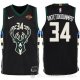 Camiseta Giannis Antetokounmpo #34 Milwaukee Bucks 2017-18 Negro