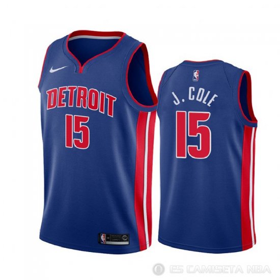 Camiseta J. Cole #15 Detroit Pistons Icon Azul - Haga un click en la imagen para cerrar
