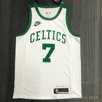 Camiseta Jaylen Brown NO 7 Boston Celtics 75th Anniversary Blanco
