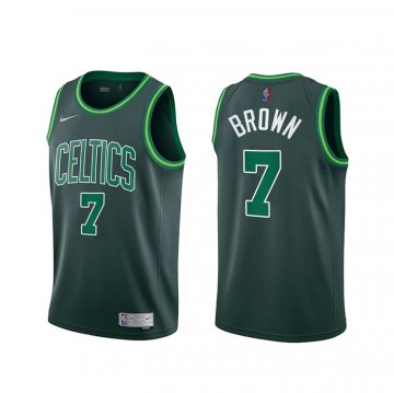 Camiseta Jaylen Brown NO 7 Boston Celtics Earned 2020-21 Verde