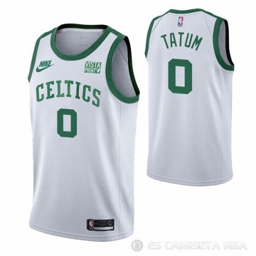 Camiseta Jayson Tatum NO 0 Boston Celtics 75th Anniversary Blanco