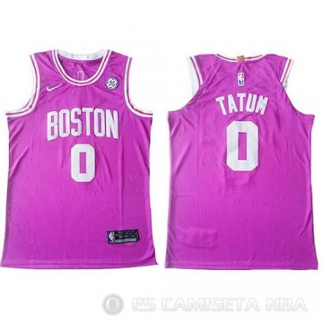 Camiseta Jayson Tatum #0 Boston Celtics Authentic Rosa