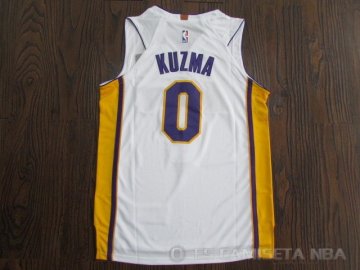 Camiseta Kuzma #0 Los Angeles Lakers Autentico 2017-18 Blanco